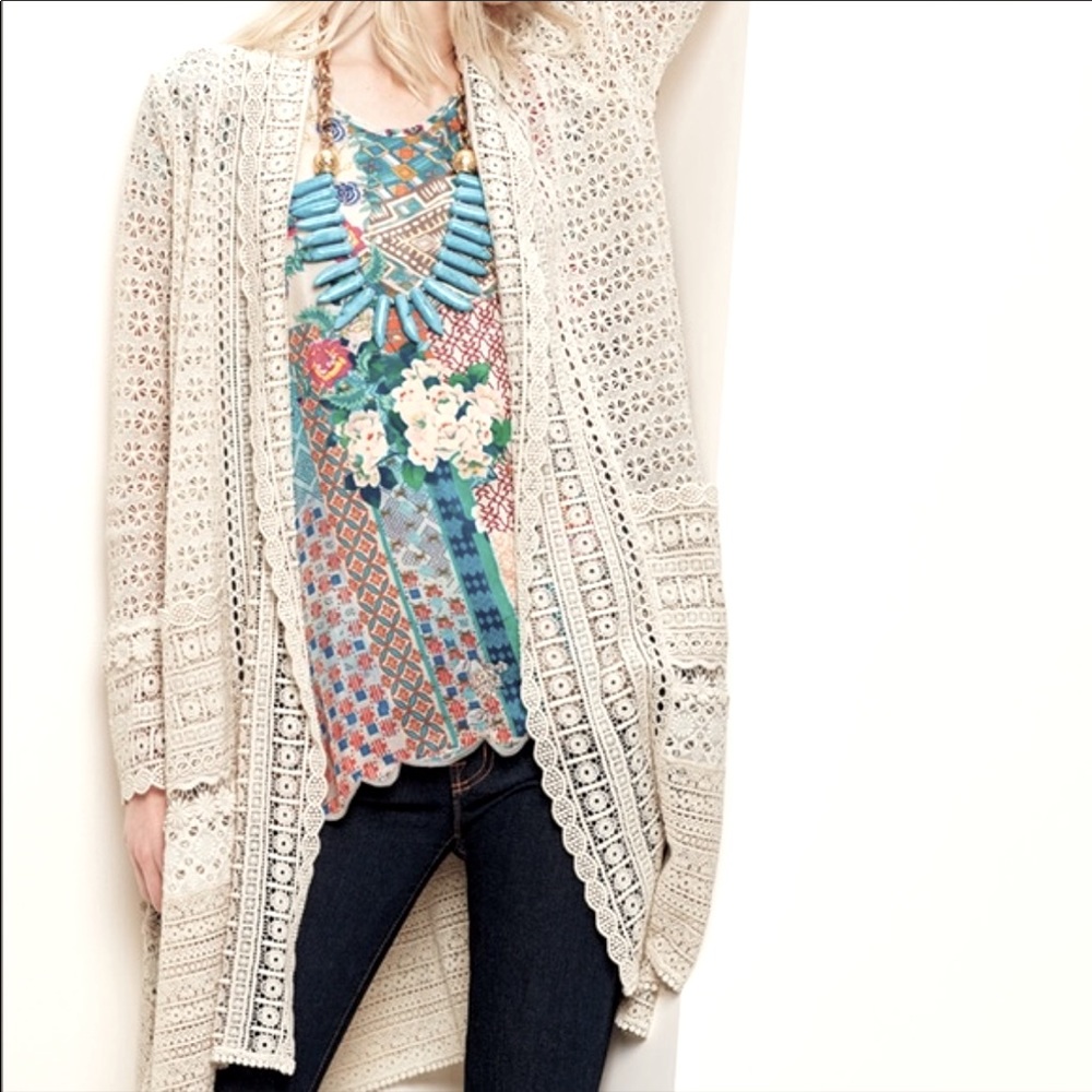 Johnny Was lightweight crochet/Kimono style jacket